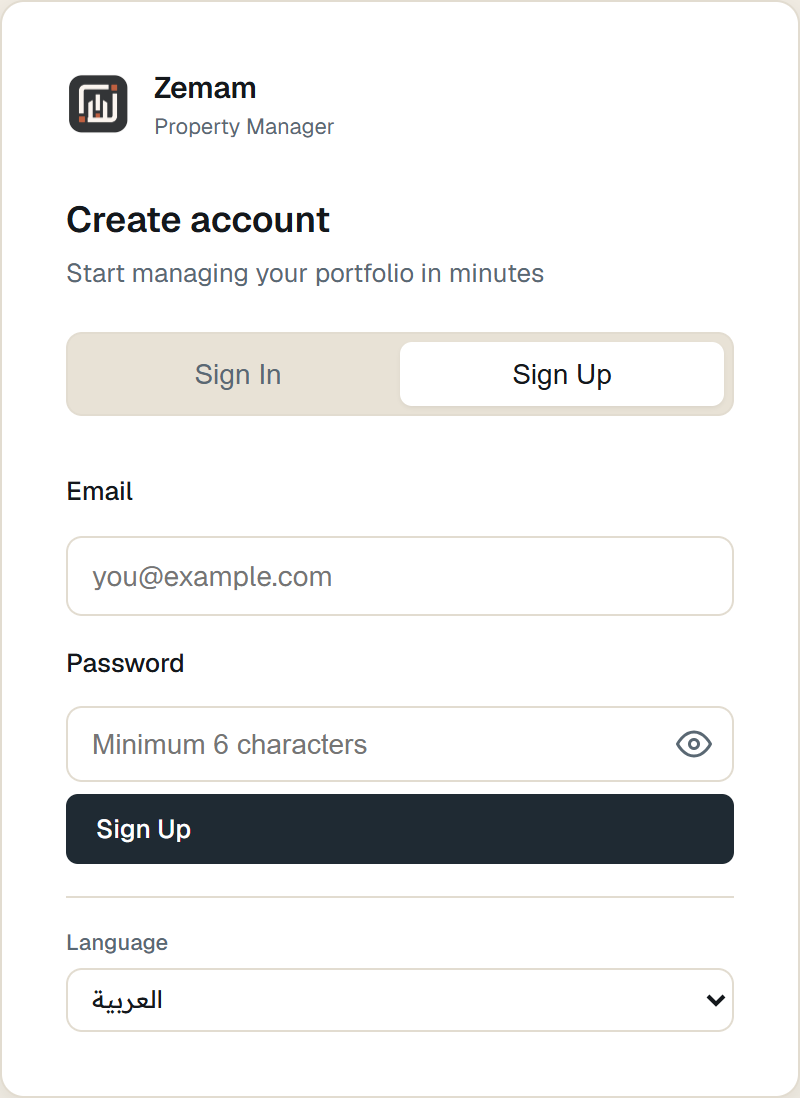 Getting started — Create your account