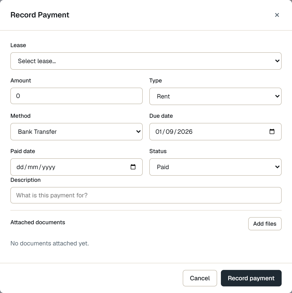 Payments — Record a payment