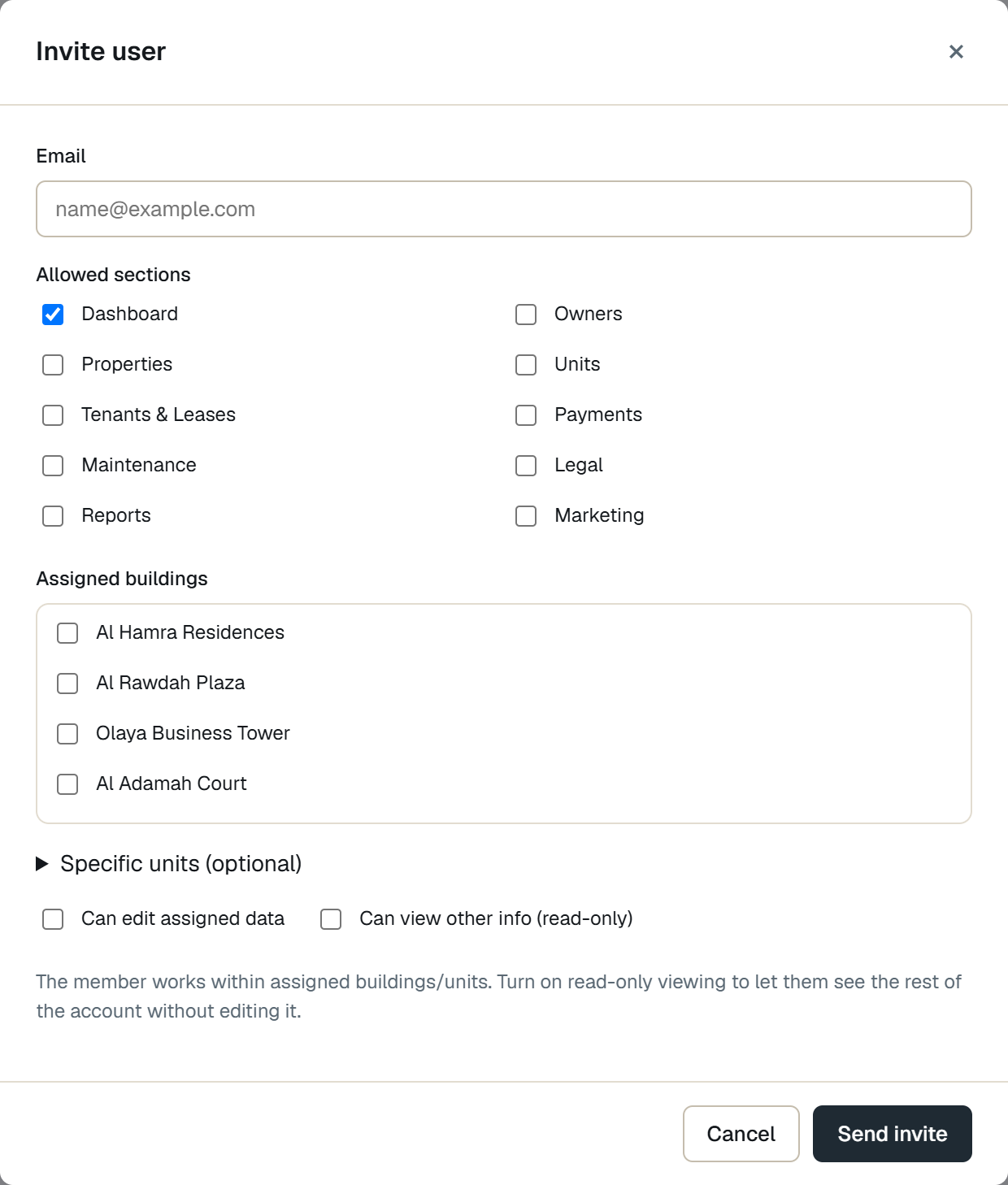Your team — Invite and scope a member